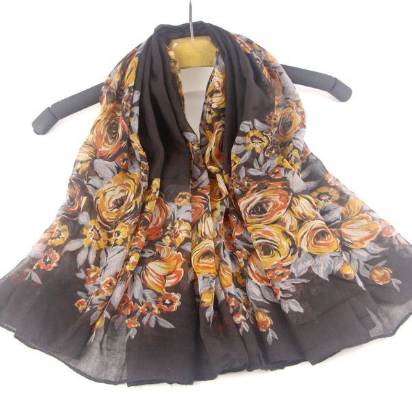 

fashion women floral pattern cotton voile square scarf shawls 10pcs/lot