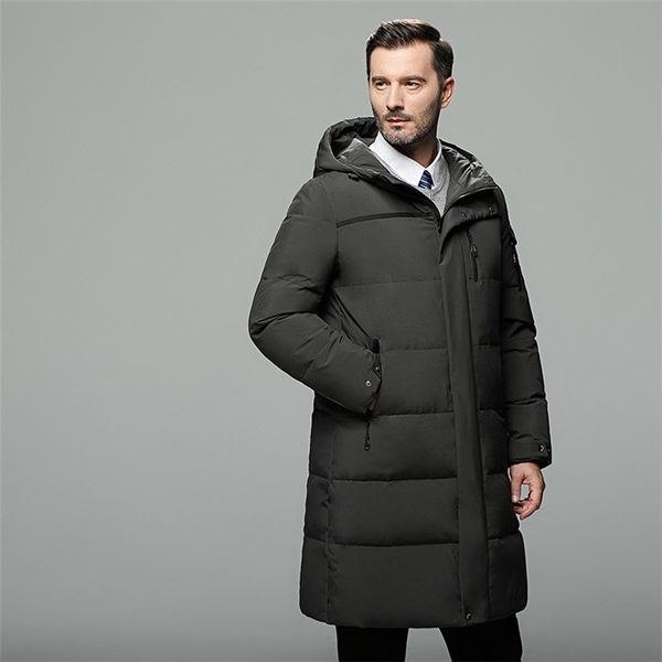

90% white down jacket men thick russia winter men jacket hat windbreakers long coat long down -40 degree 5xl, Black