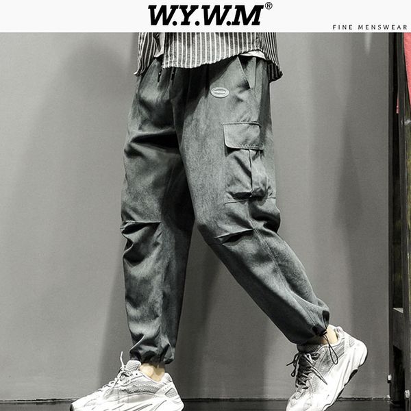 

wywm men casual 2020 new solid sweatpants mens hip hop casual harem pants streetwear male trousers oversized pocket bottoms, Black