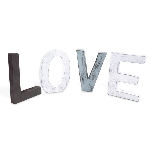 2019 Distressed Wood Block Love Sign Decorative Wooden Cutout