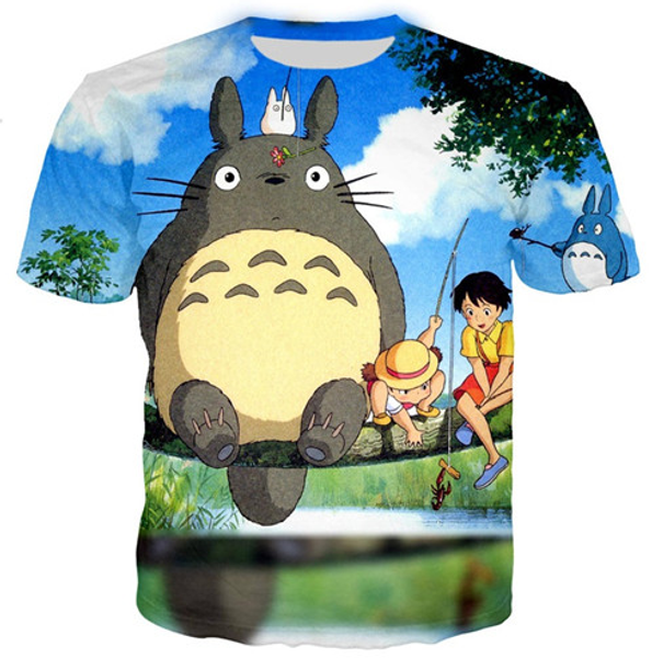 

новейшие аниме тоторо горячая мода hayao miyazaki мультфильм футболка женщины мужчины лето унисекс 3d печати с коротким рукавом crewneck пов, White;black