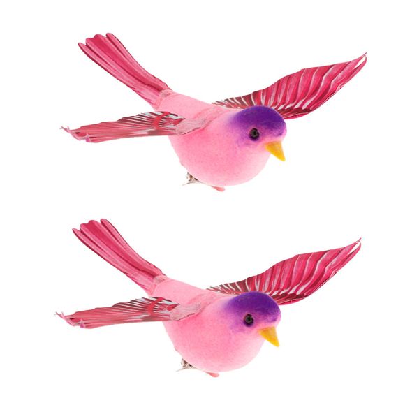 

2x artificial realistic clip on foam feather garden birds decoration crafts