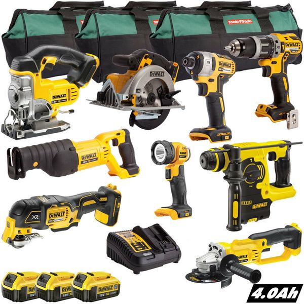

Dewalt 18v xr cordle li ion 9pc mon ter kit with 3 x 4 0ah batterie charger