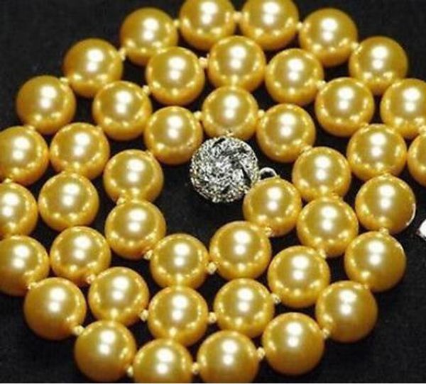 

beautiful 10mm gold shell pearl necklace 17, Silver