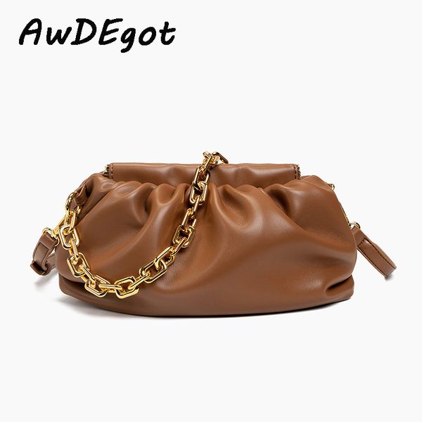 

29cm thick chain pouch bag long strap camel brown crossbody bag dumpling hand clutch bags for women 2020 wholesale shoulder bags