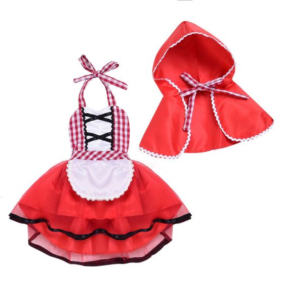 

newborn girl clothes xmas cosplay baby girl red tutu dress little riding hood p prop costume party dress+cape cloak outfit, White