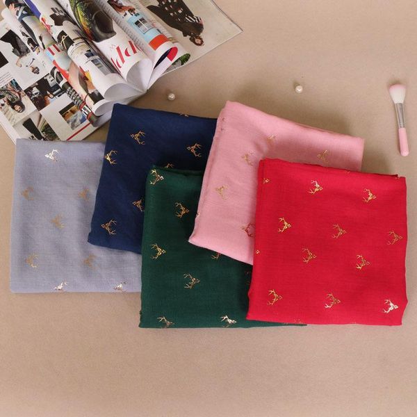 

shawls for women brand new fashion cute cotton scarves 2019 spring and autumn gold stamping dear head wraps wholesalelsf098, Blue;gray