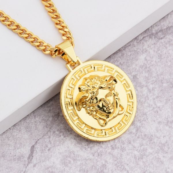 

new hiphop medusha head pendant necklace with corn chain 24k gold plated, hign quality and ing, Silver