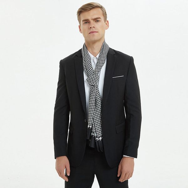 

2019 h neck 160cm long business men's male stylish designer euro muffler man silk brand scarfs scarves warmer neckerchief ocnc, White;black