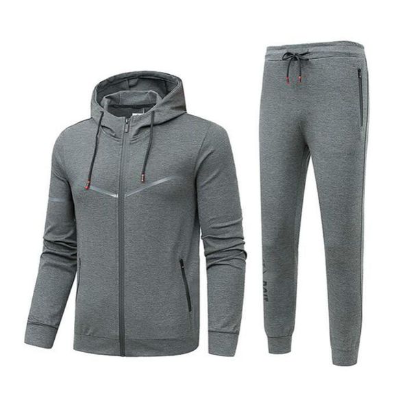 

men tracksuits men long sleeve tracksuit sets fashion winter hooded +pants 2pcs suits 3 colors plus size -5xl, Gray