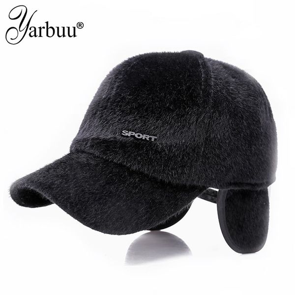 

yarbuu] winter hats men caps hat with earflaps keep warm baseball caps old men thicken snapback casquette, Blue;gray
