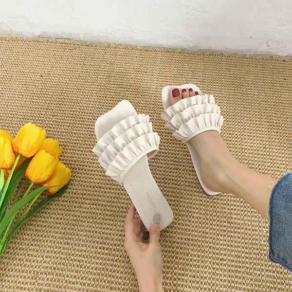 

net red flat slippers female 2020 new ins tide korean version of the fashion simple and wild casual fairy style word drag, Black