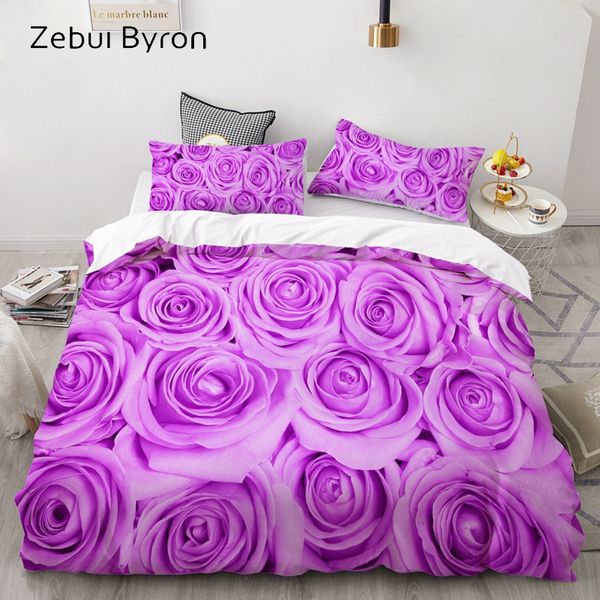 

3d bedding set au custom/europe,duvet cover set usa /king,quilt/blanket cover set,bedclothes purple rose flower,drop ship