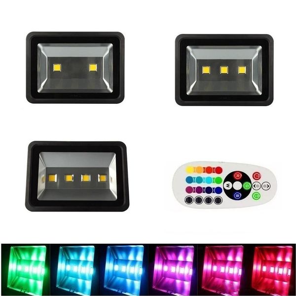 200W 300W 400W RGB conduziu luzes de inundação com controle remoto mudança de cor Controle Sincronizar exterior levou holofotes à prova d'água para a iluminação da paisagem