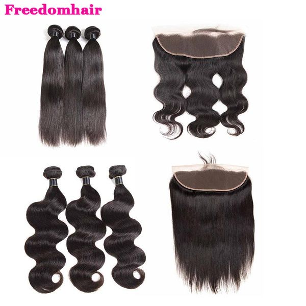 

9а необработанные малазийские виргинские выдвижения волос straight человеческих волосы 3 связка с 13x4 lace фронтальных топ утков волос remy, Black