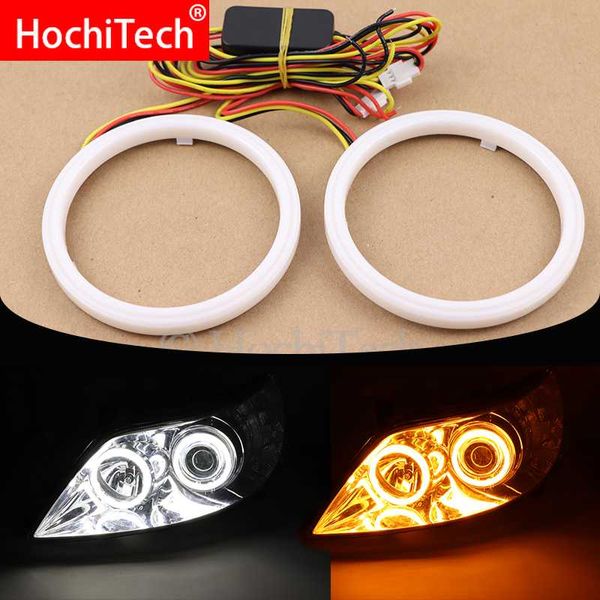 

cotton white and yellow switchback halo rings angel eye 60mm 70mm 80mm 90mm 100mm 110mm 120mm auto drl eyes with turning signal