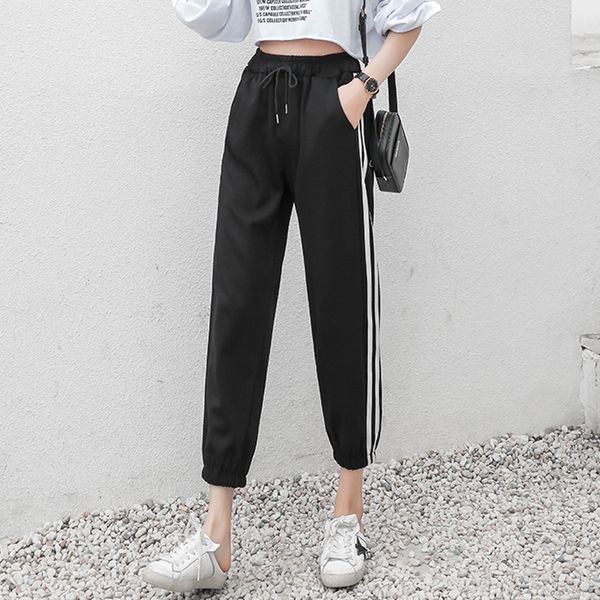 

capri pants girl's students loose-fit 2019 new style junior high school high casual korean-style summer wear middle school stude, Black;white