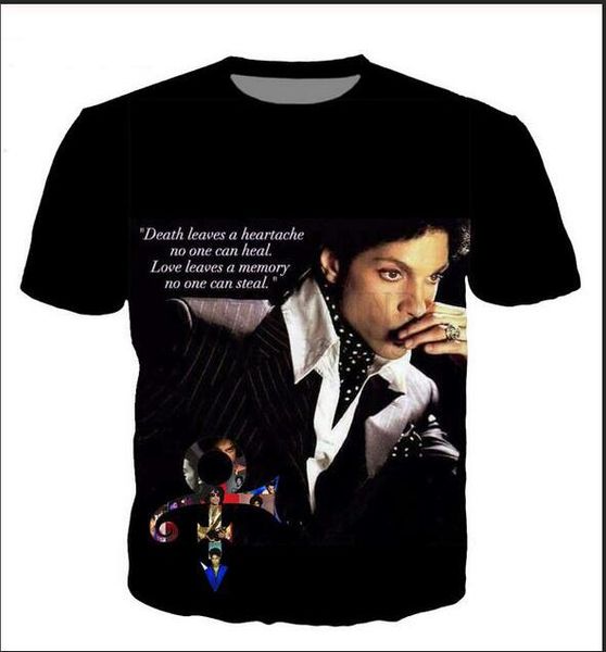 

new fashion mens/womans prince rogers nelson t-shirt summer style funny 3d print casual t shirt plus size aa092, White;black