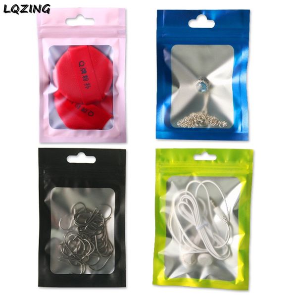 

100x frosted clear window aluminum foil bag mylar ziplock storage bags pouches for jewellry savers retail packaging tool