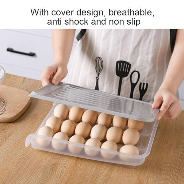 

home container egg tray durable for refrigerator storage box kitchen non slip with cover 18grids restaurant easy access