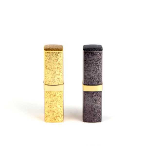 

empty plastic golden lipstick tube 12.1mm, square gold lip rouge case