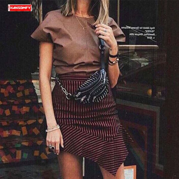 

new genuine leather women chest bag female black sheepskin diagonal chain shoulder bag ladies rivet pocket mini messenger bags