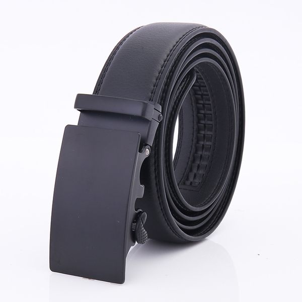 

automatic buckle leather belt men's automatic buckle black mountain business matte belt body card slot double material belt, Black;brown