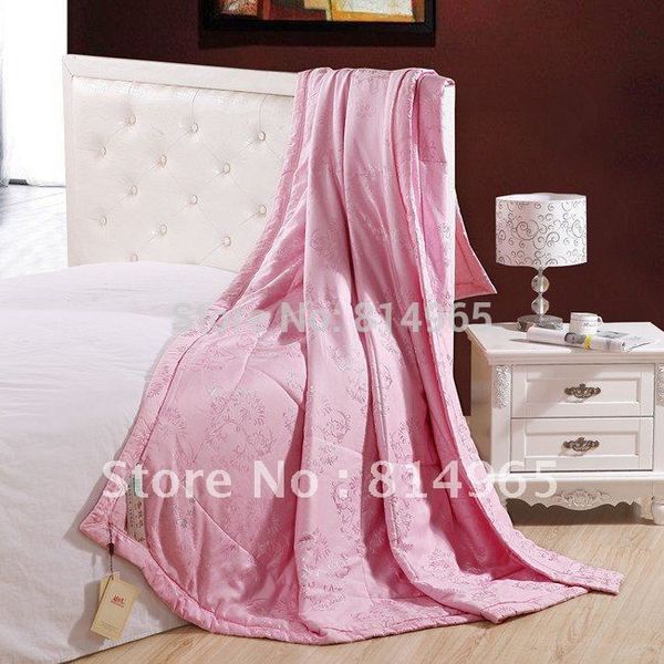 

summer 100% mulberry silk filled--100gsm--pink--handmade high-quality duvet quilt comforter twin210x150cm or make any size