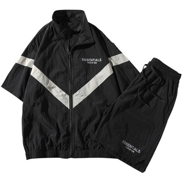 

мода мужских костюмов 2020 summer new mens tide thin двухсекционного костюма повседневные мужчины активный свободный костюм 2 цвета размер, Gray