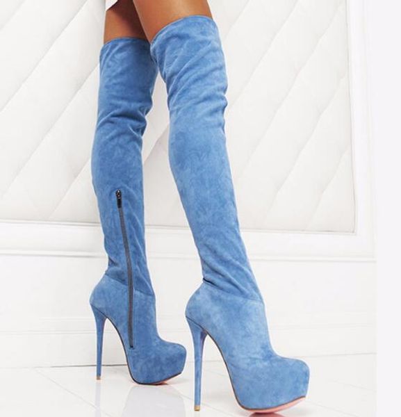 thigh high boots thin heel
