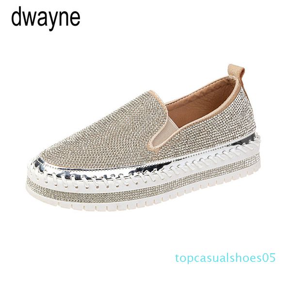 

women lady female mujer fashion rhinestone plimsolls zapatillas thick sole casual loafers lazy moccasins flat shoes t05, Black
