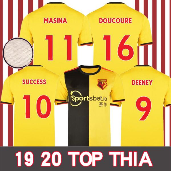 

watford 19 20 soccer jerseys home yellow pereyra deeney gray deulofeu 2019 2020 jersey hughes football shirts, Black;yellow