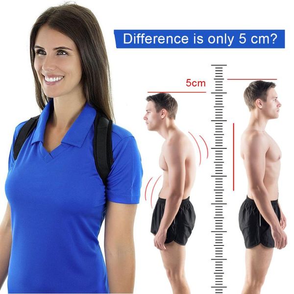 

s/m/l upper back posture corrector support brace belt adjustable lumbar pain spine straight clavicle shoulder children man woman, Black;blue