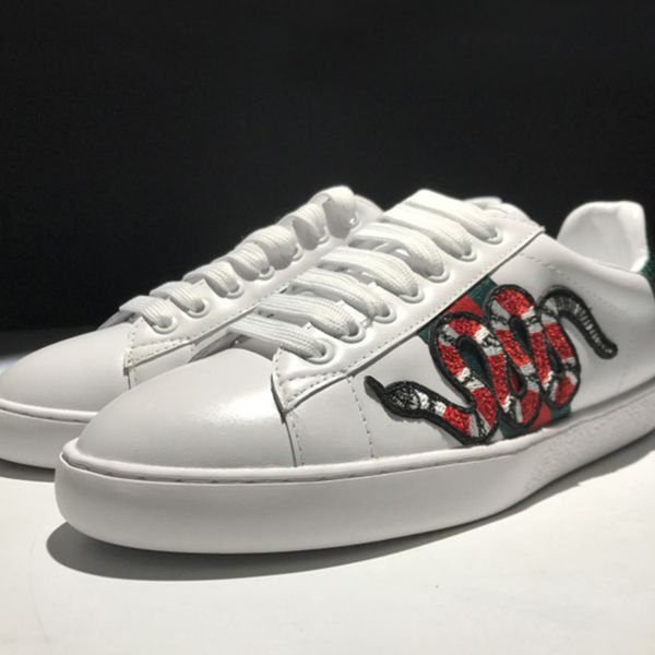 

Italy Luxury Brand Men's Shoes Tiger Head Embroidery Trainers Shoes Men Green Red Striped Luxury Brand Genuine Leather Sneakers With Box