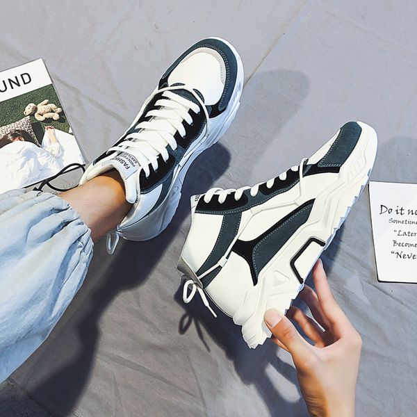 

white casual shoe for mens womens red men platform sneakers leather sport shoes lace up outdoor runner trainer walking shoes, Black