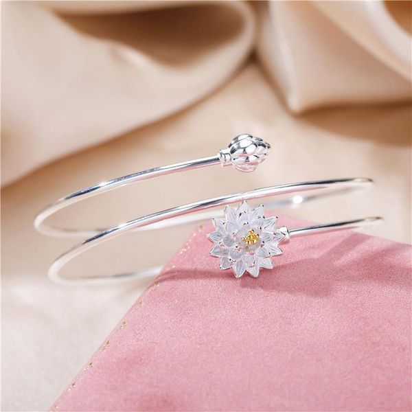 

япония и южная корея сглаживать s925 чистого серебра лотоса браслет чувство женской литературы и искусства лотоса браслет открытие мульти кр, Black