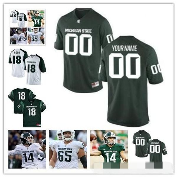 

custom michigan state spartans college football green white stitched any name any number 12 rocky lombardi 14 lewerke 3 lj scott jerseys, Black