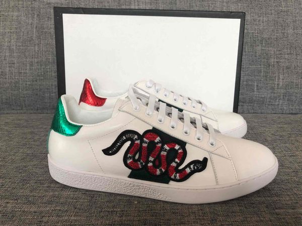 

men women sneaker casual shoes luxury snake designer low leather sneakers ace bee stripes shoe walking sports trainers tiger