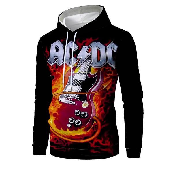 

mens designer acdc band rock personality pop short sleeve 3d digital printing t-shirt, Black