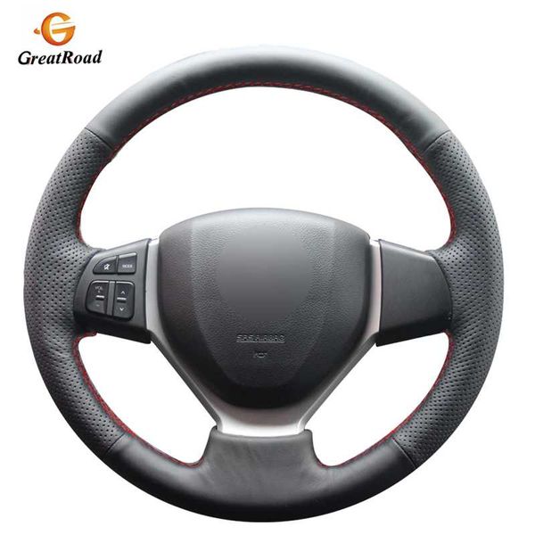 

hand-stitched black pu artificial leather car steering wheel cover for celerio s-cross sx4 2013 2014 vitara 2015