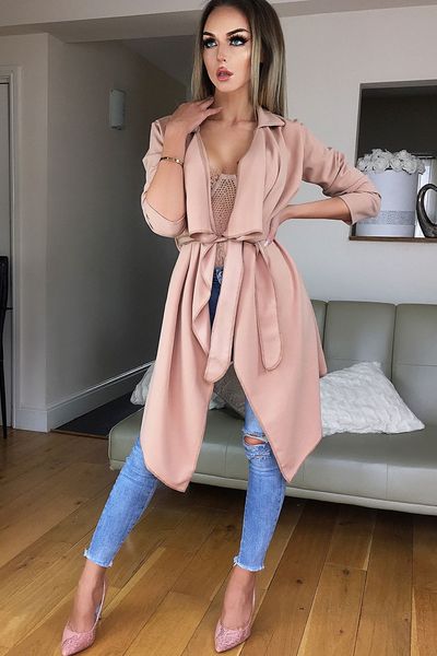 

thefound new womens long sleeve lace up sweater cardigan jumper jacket loose coat outwear, Black;brown