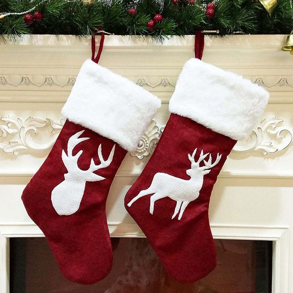 

2 piece 46cm christmas stocking hanging socks xmas rustic personalized stocking decorations family party holiday supplies