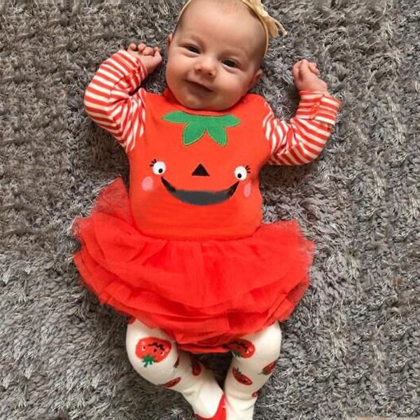 

arloneet infant baby girls halloween pumpkin print hoodie romper costumes hallowmas jumpsuit tutu romper outfits ca27, Blue