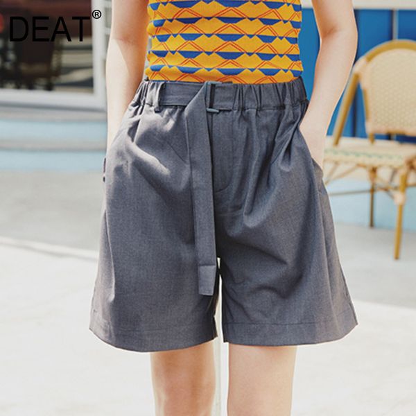 

deat] women gray bandage wide leg shorts new high waist loose fit trousers fashion tide all-match spring autumn 2020 13f952, White;black