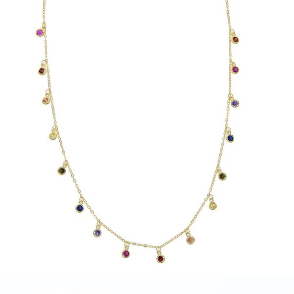 

925 sterling silver rainbow cz drop choker necklace for women 2018 gold plated vermeil tiny round dots statement necklaces
