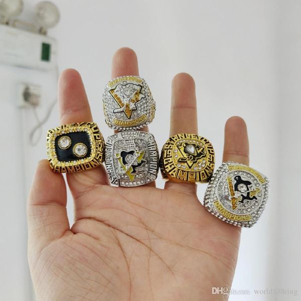

5pcs/set 1991 1992 2009 2017 2017 Pittsburgh Penguin s Stanley Cup Championship Rings Fan Gift high quality wholesale Drop Shipping