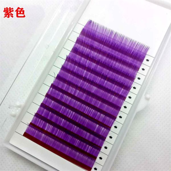 

12rows 0.07mm purple eyelashes maquiagem make up mink lashes rainbow color eyelash soft cilios light natural 8 color