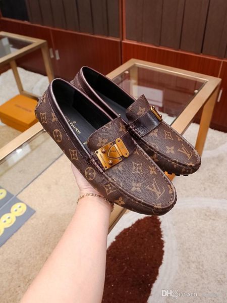 

19fw genuine leather moccasins shoes men luxury brands driving shoes big size 37-45 mens loafers white brown boat shoes slip on yetc6, Black