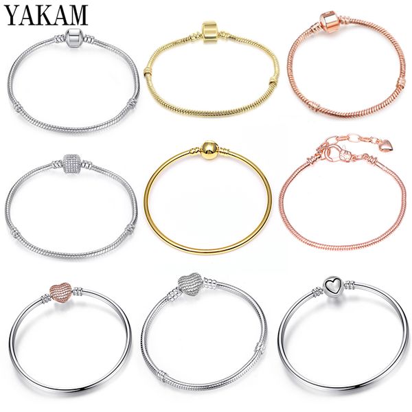 

basic snake chain pulseras 2020 mary poppins fit original european charms bracelet beads diy bangle women fashion jewelry making, Golden;silver