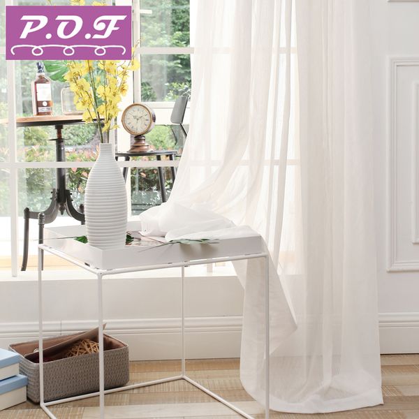 

p.o.f curtains for living room sheer tulle voile for living room pure white elegent design classic style accept customization